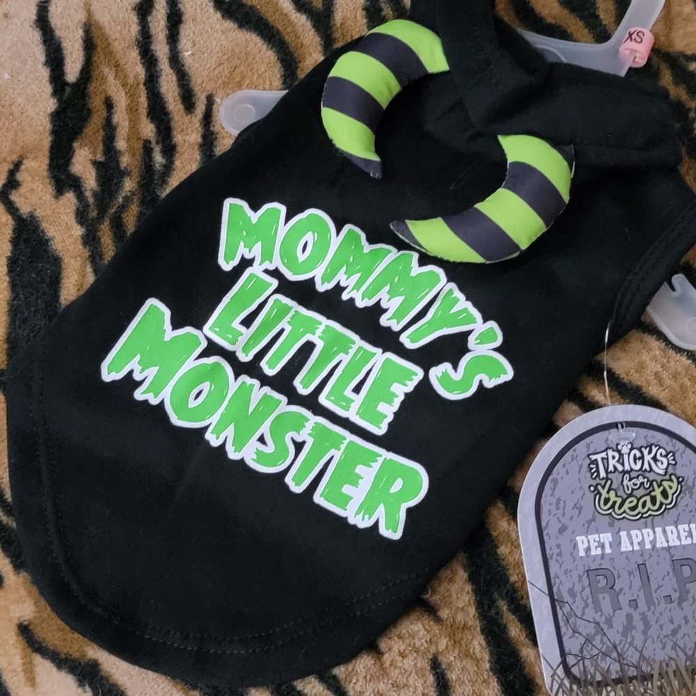 Pet Dog Or Cat Monster Tee Costume Halloween Mommys Little Monster Xs.
